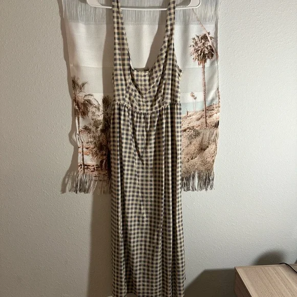 WeWoreWhat | Dresses | Weworewhat Blue And Beige Linen Sundress | Poshmark